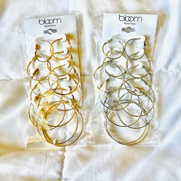 Silver tone earrings, 6 pairs in one package - Picture 2 of 2